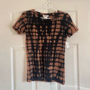 NWT Kate Hill tye dye brown black small cotton heavyweight tshirt
